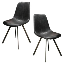 Chaise scandinave noire coutures apparentes pieds étoile HELSINKI (lot de 2)