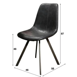 Chaise scandinave noire coutures apparentes pieds étoile HELSINKI (lot de 2)