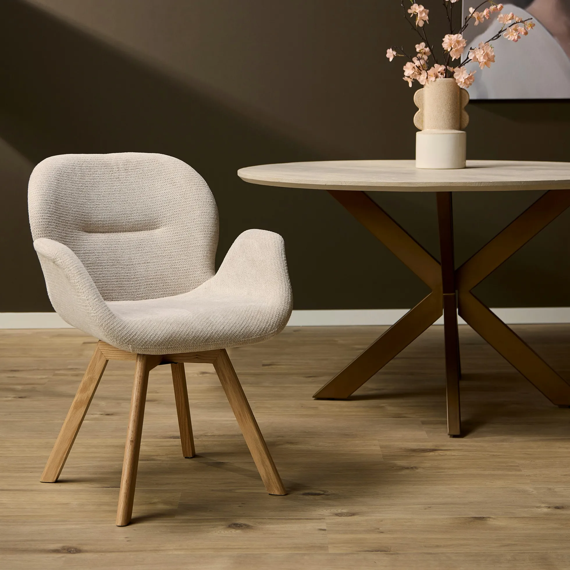 Chaise scandinave pivotante beige (lot de 2) CORTINA
