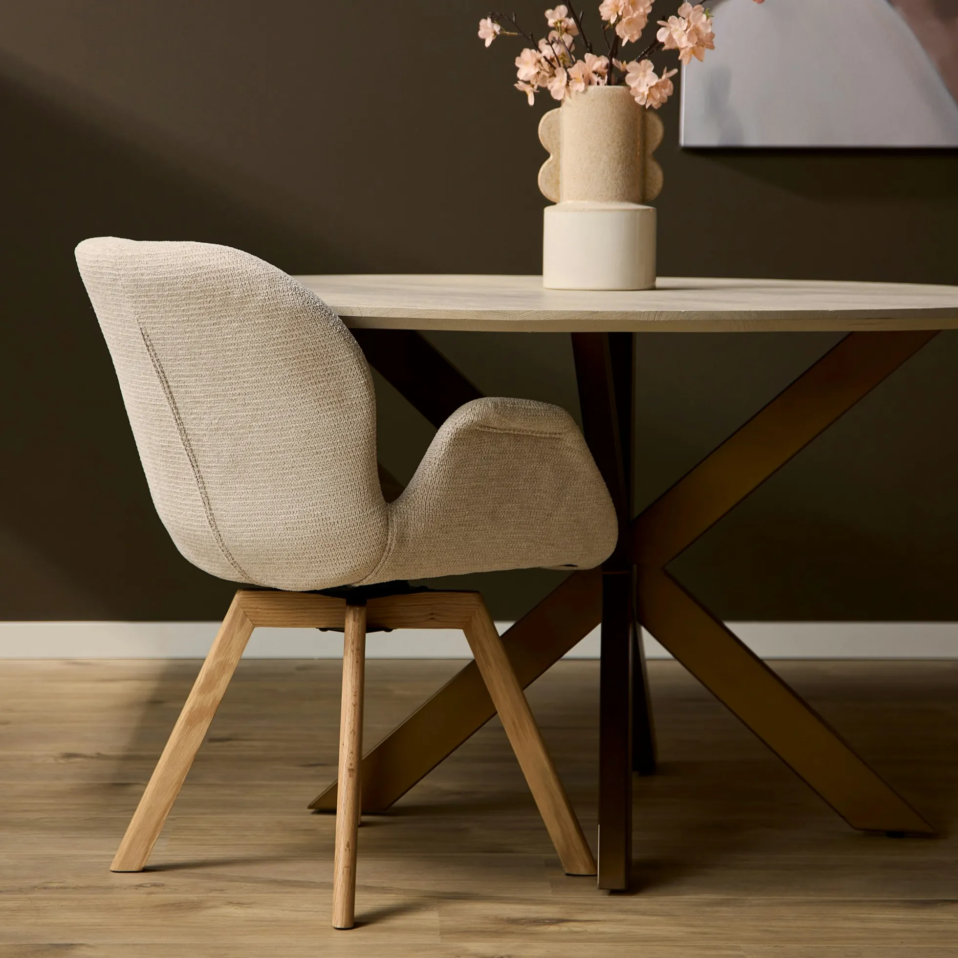 Chaise scandinave pivotante beige (lot de 2) CORTINA