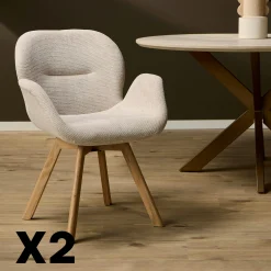 Chaise scandinave pivotante beige (lot de 2) CORTINA