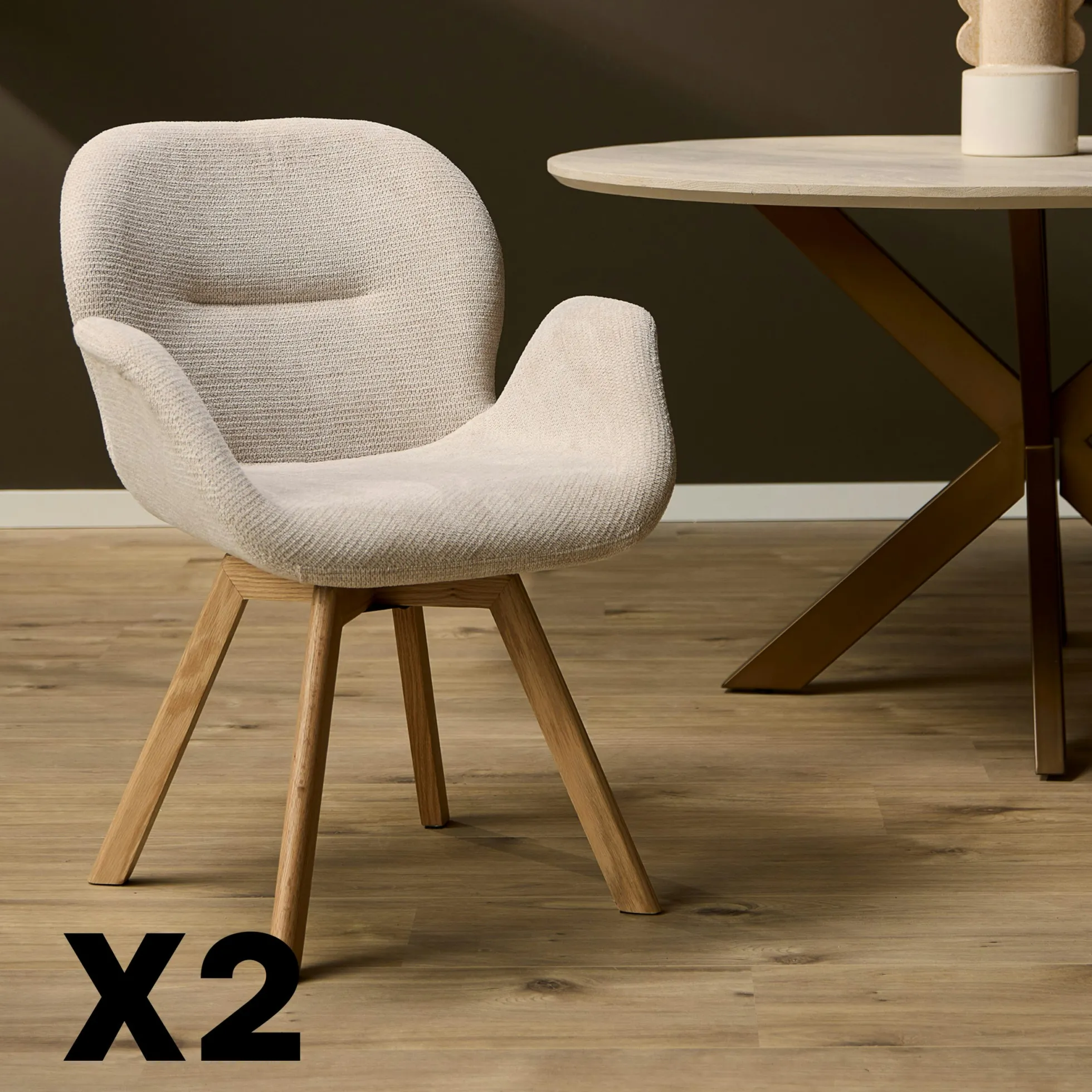 Chaise scandinave pivotante beige (lot de 2) CORTINA