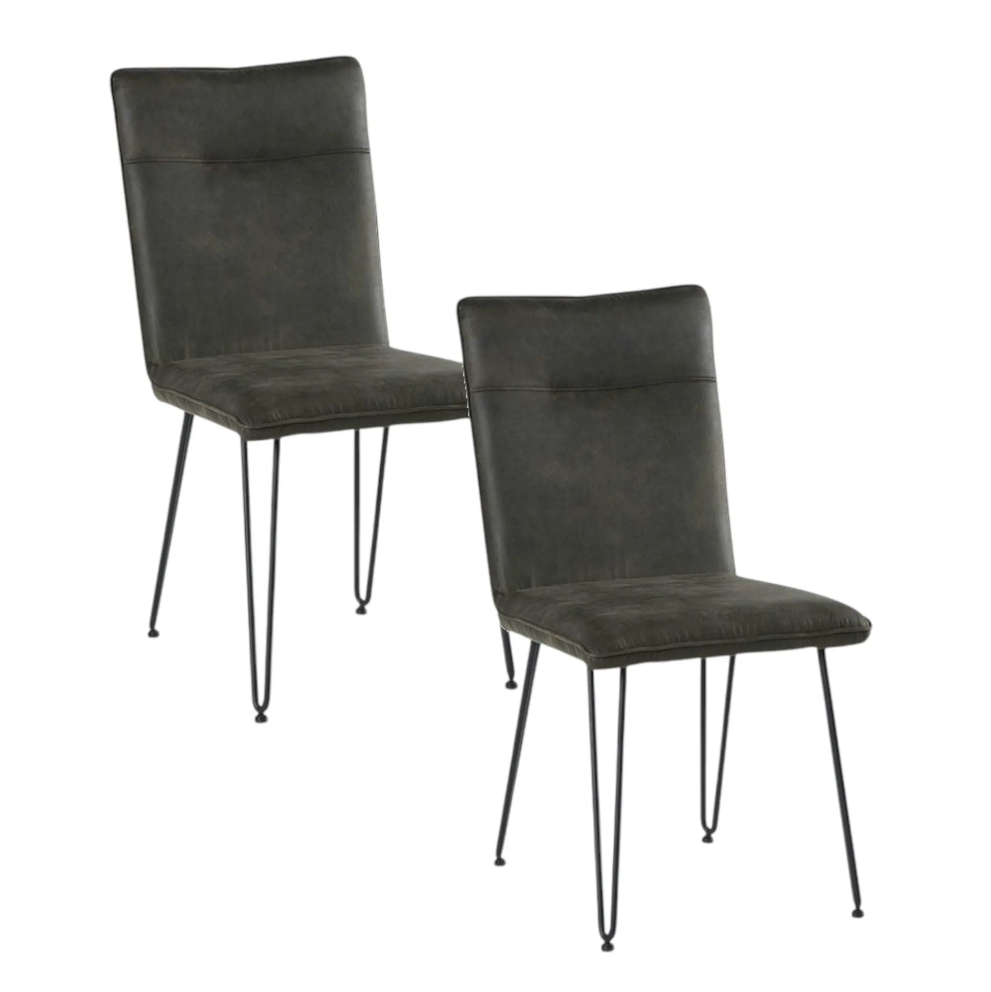 Chaise scandinave tissu gris foncé pieds épingle (lot de 2) KERALA