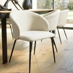 Chaise style cabriolet tissu écru (lot de 2) TIM