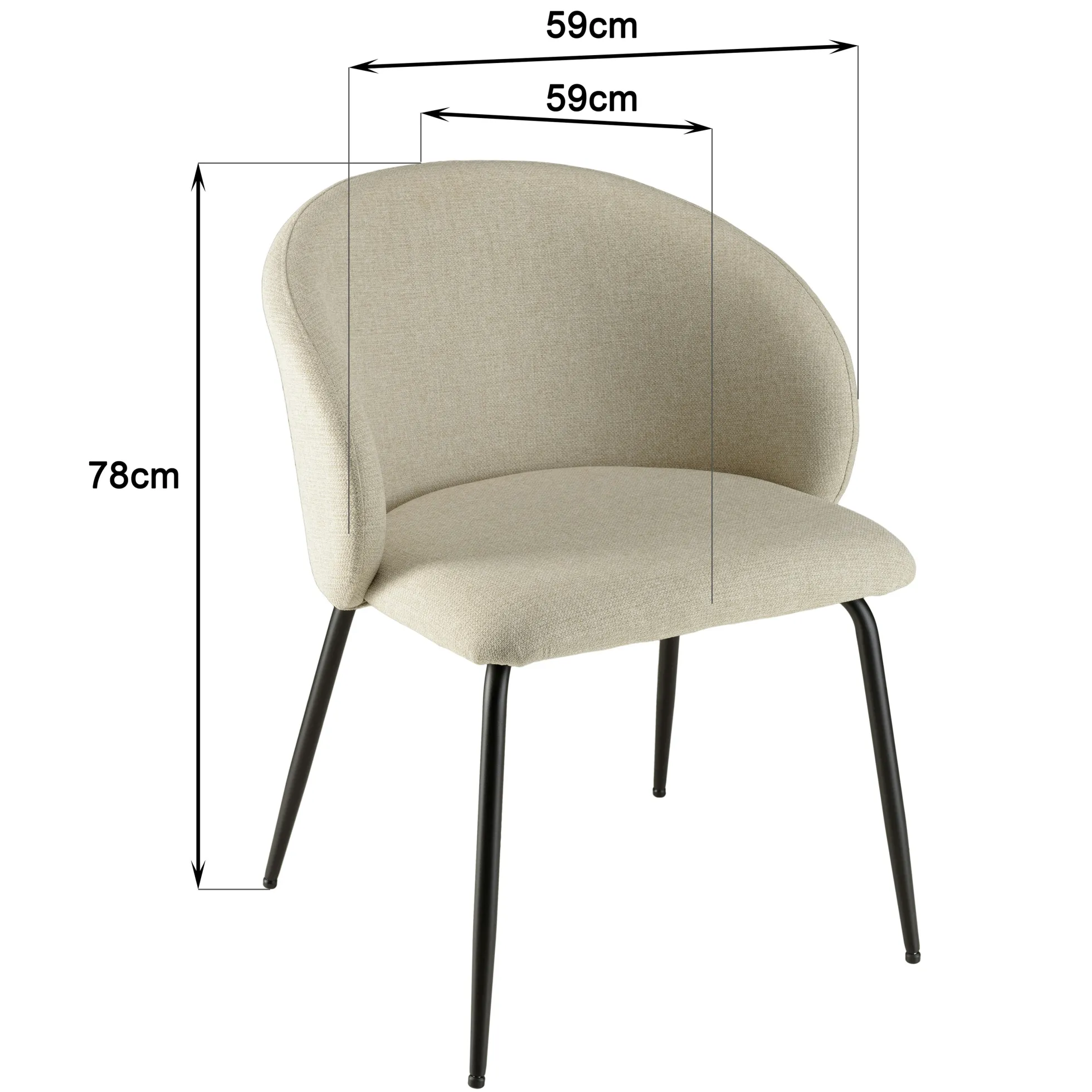 Chaise style cabriolet tissu écru (lot de 2) TIM