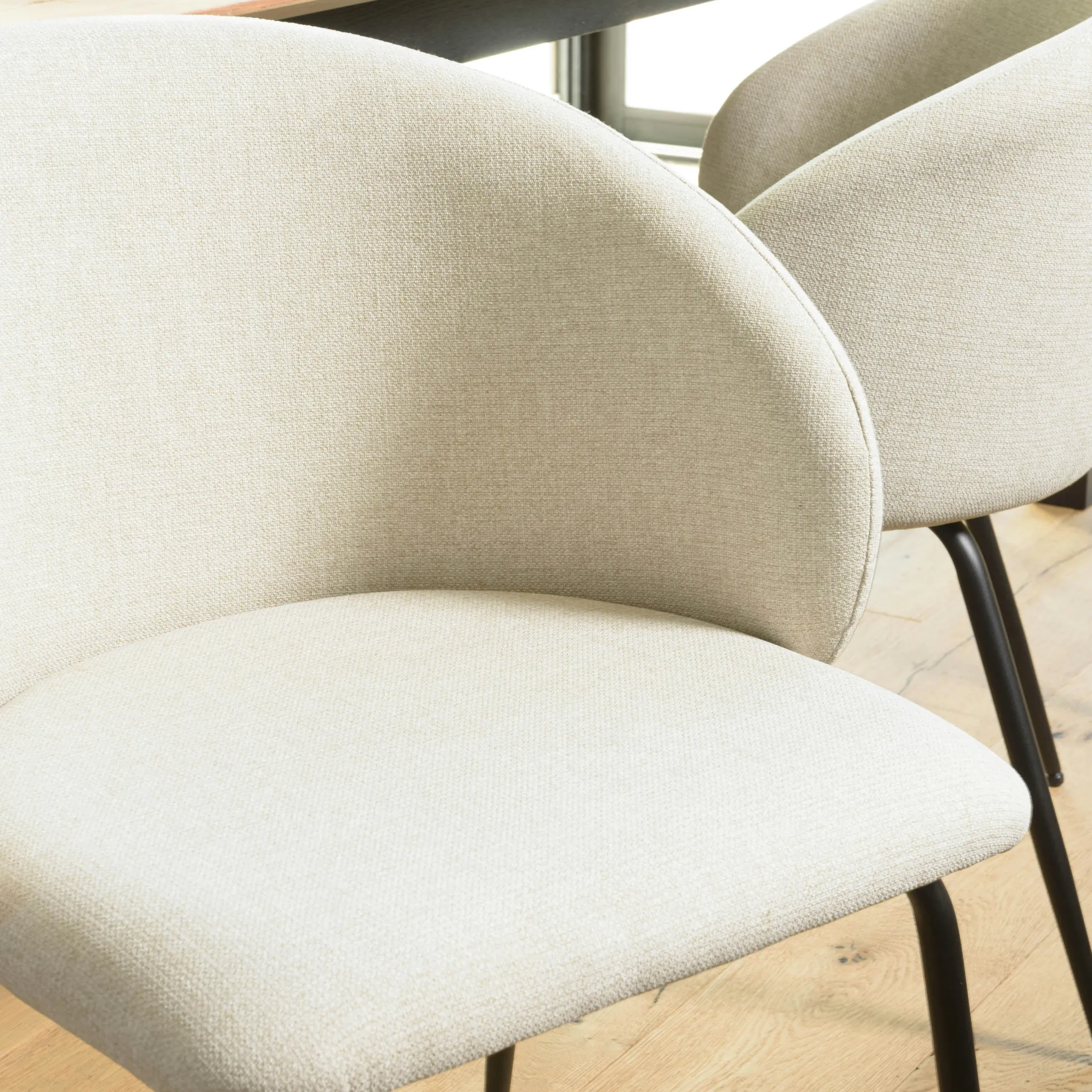 Chaise style cabriolet tissu écru (lot de 2) TIM