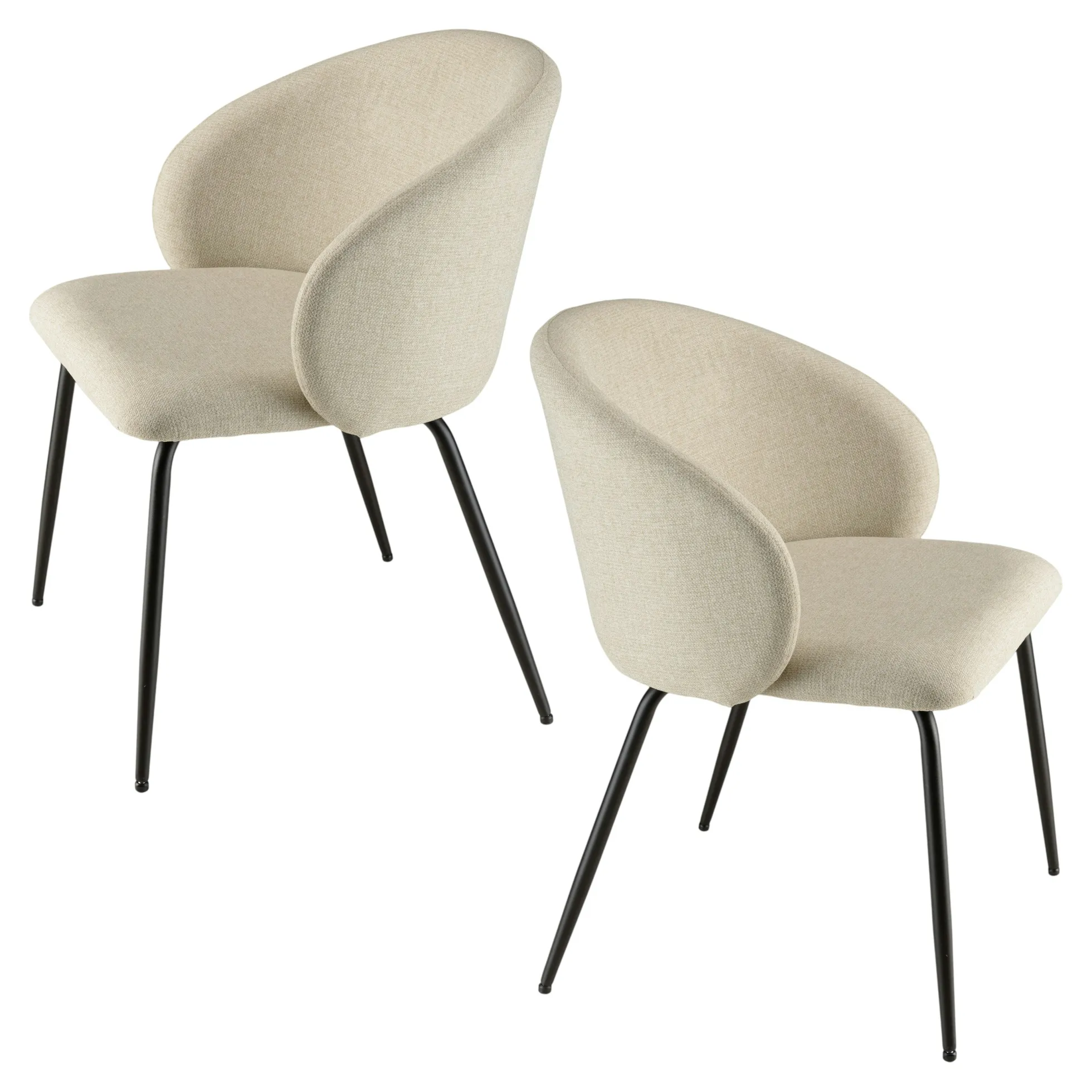 Chaise style cabriolet tissu écru (lot de 2) TIM