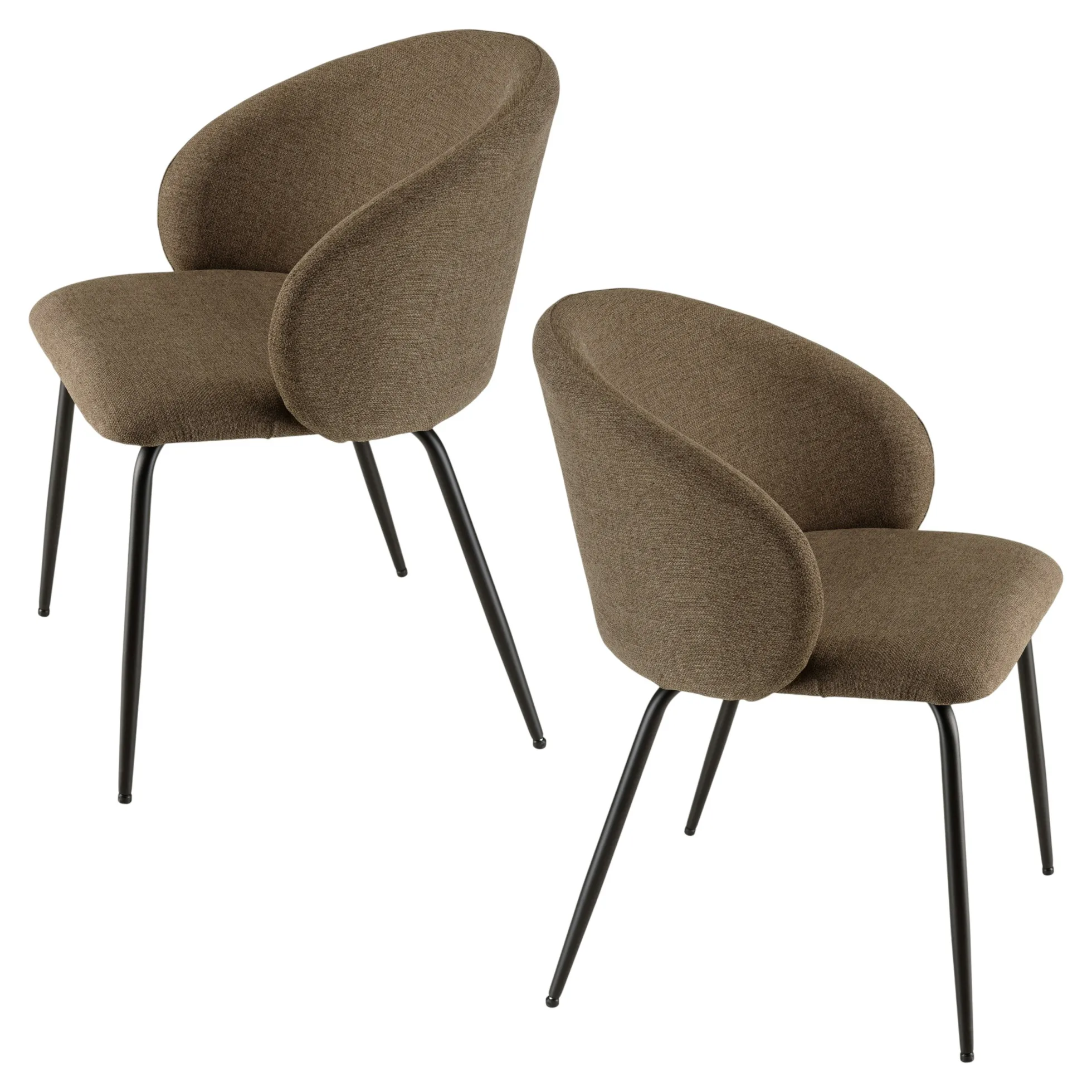 Chaise style cabriolet tissu marron (lot de 2) TIM