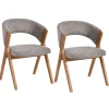 Chaise taupe bois et tissu, forme ronde (lot de 2) AGADE