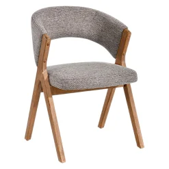 Chaise taupe bois et tissu, forme ronde (lot de 2) AGADE