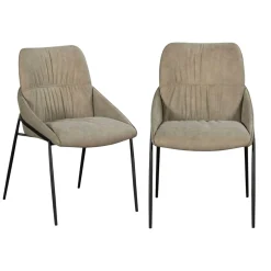 Chaise taupe à dossier plissé (lot de 2) OKA