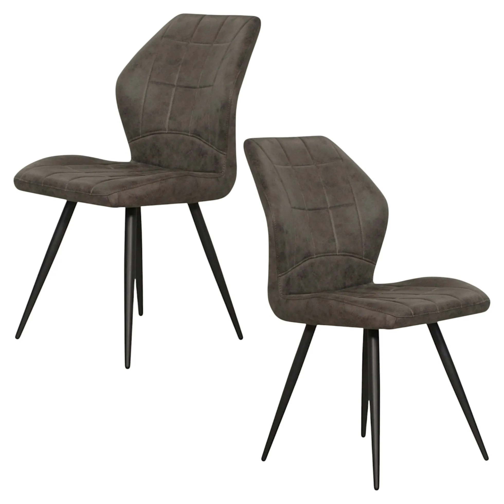 Chaise taupe motif damier,(lot de 2) LOMBARDIE