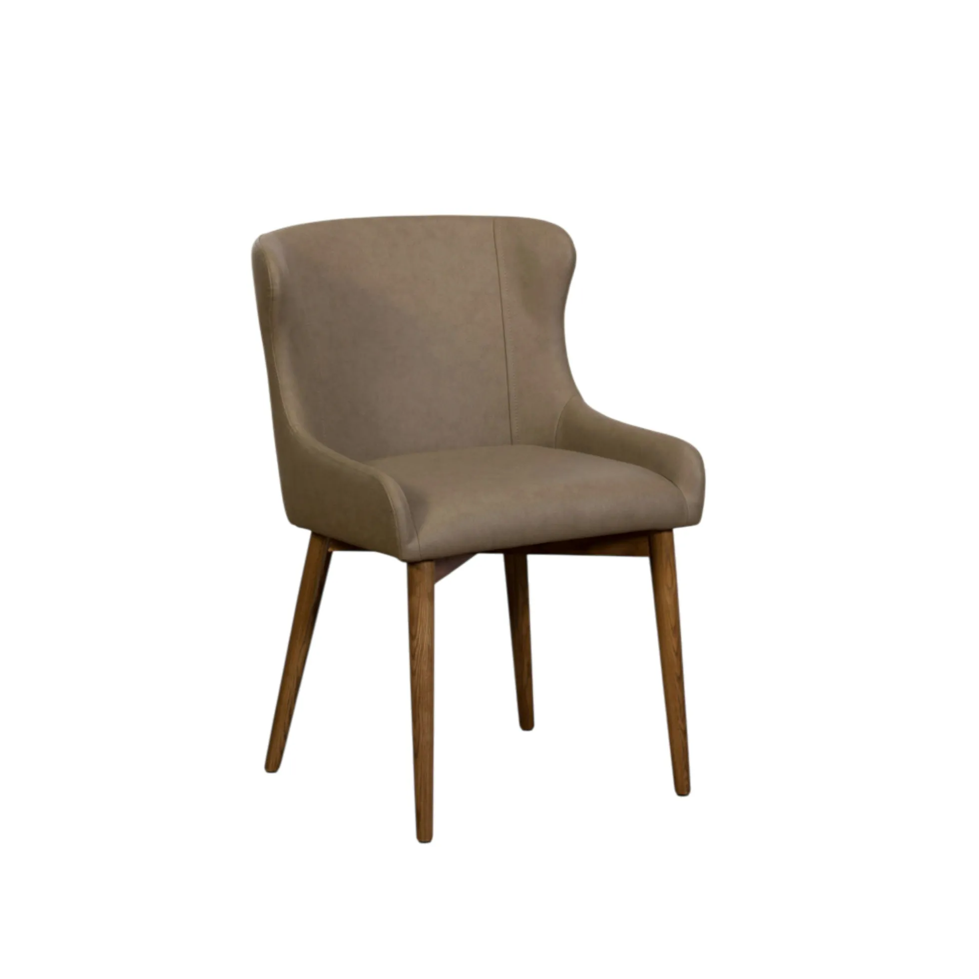 Chaise taupe vintage à dossier enveloppant (x2) LARIO