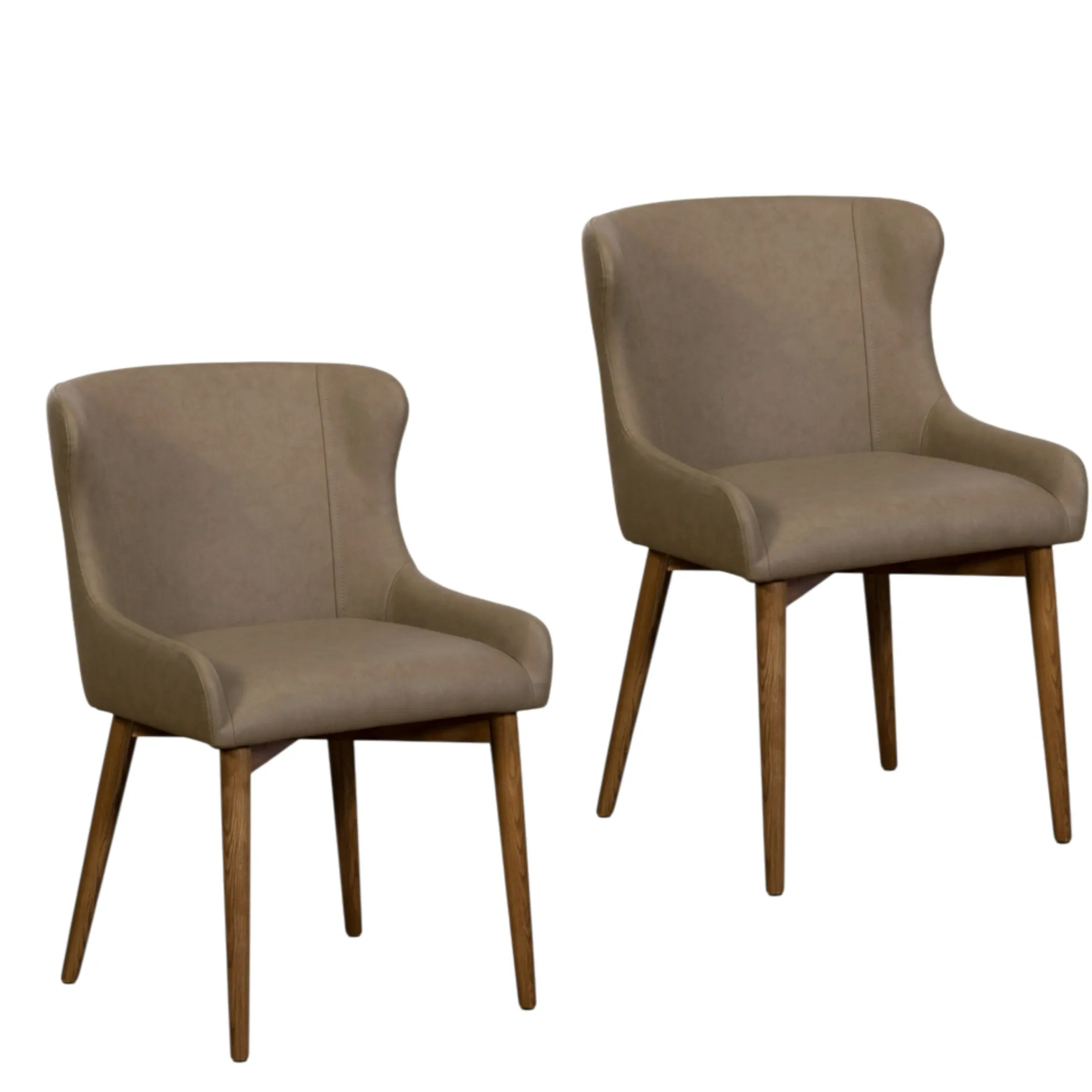 Chaise taupe vintage à dossier enveloppant (x2) LARIO