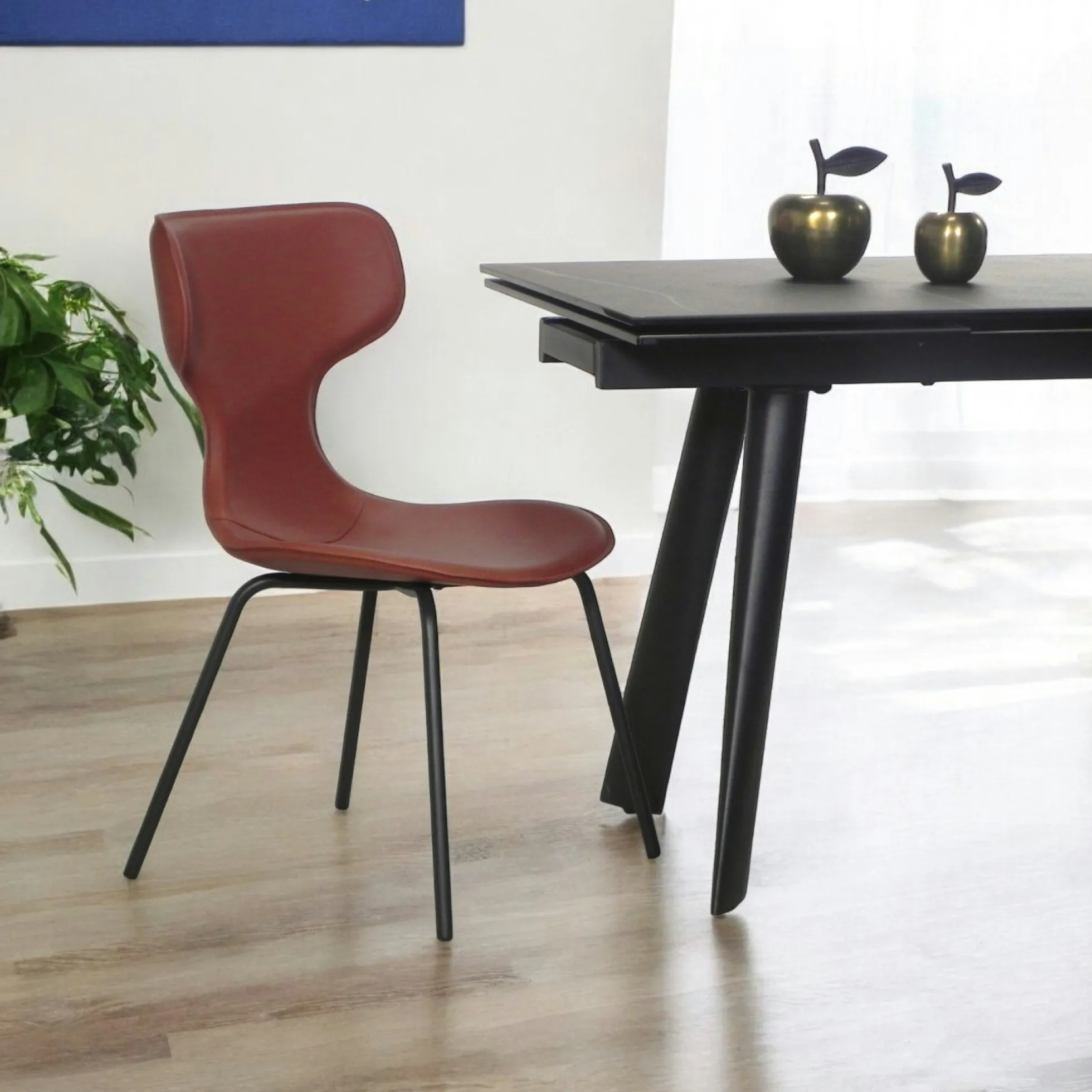 Chaise terracotta avec dossier en T, revêtement nettoyable (lot de 2) LOMBARDIE