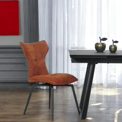 Chaise terracotta pivotante en velours avec passepoil (lot de 2) LOMBARDIE