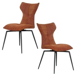 Chaise terracotta pivotante en velours avec passepoil (lot de 2) LOMBARDIE