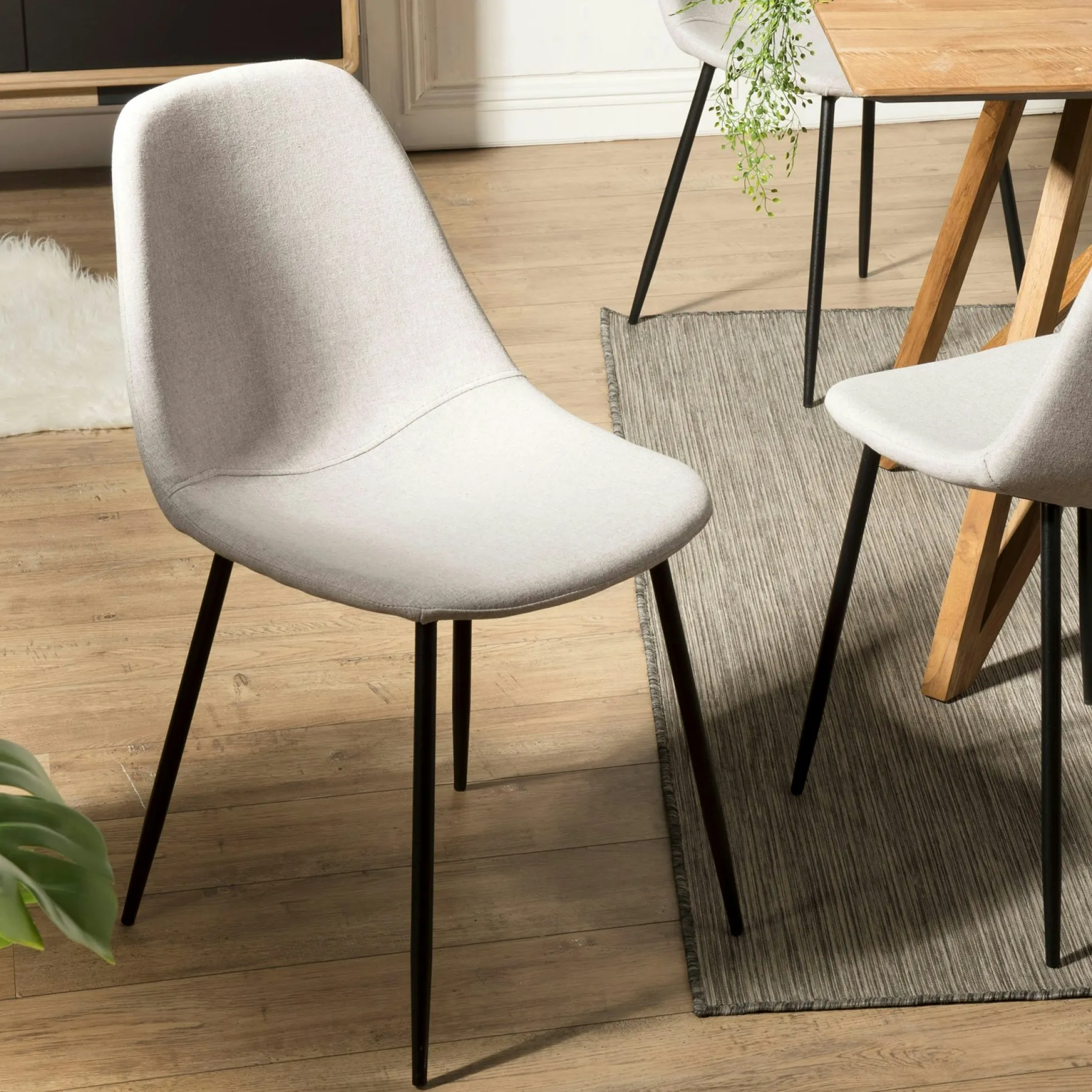 Chaise tissu beige TIM (lot de 2)