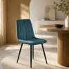 Chaise tissu bleu à coutures verticales (lot de 2) LORA