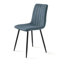 Chaise tissu bleu à coutures verticales (lot de 2) LORA