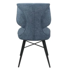 Chaise tissu bleu à dossier double (lot de 2) LIGURIE