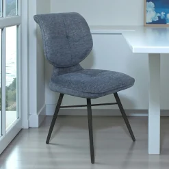 Chaise tissu bleu à dossier double (lot de 2) LIGURIE