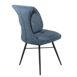 Chaise tissu bleu à dossier double (lot de 2) LIGURIE