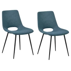 Chaise tissu bleu à dossier ouvert (lot de 2) LORA