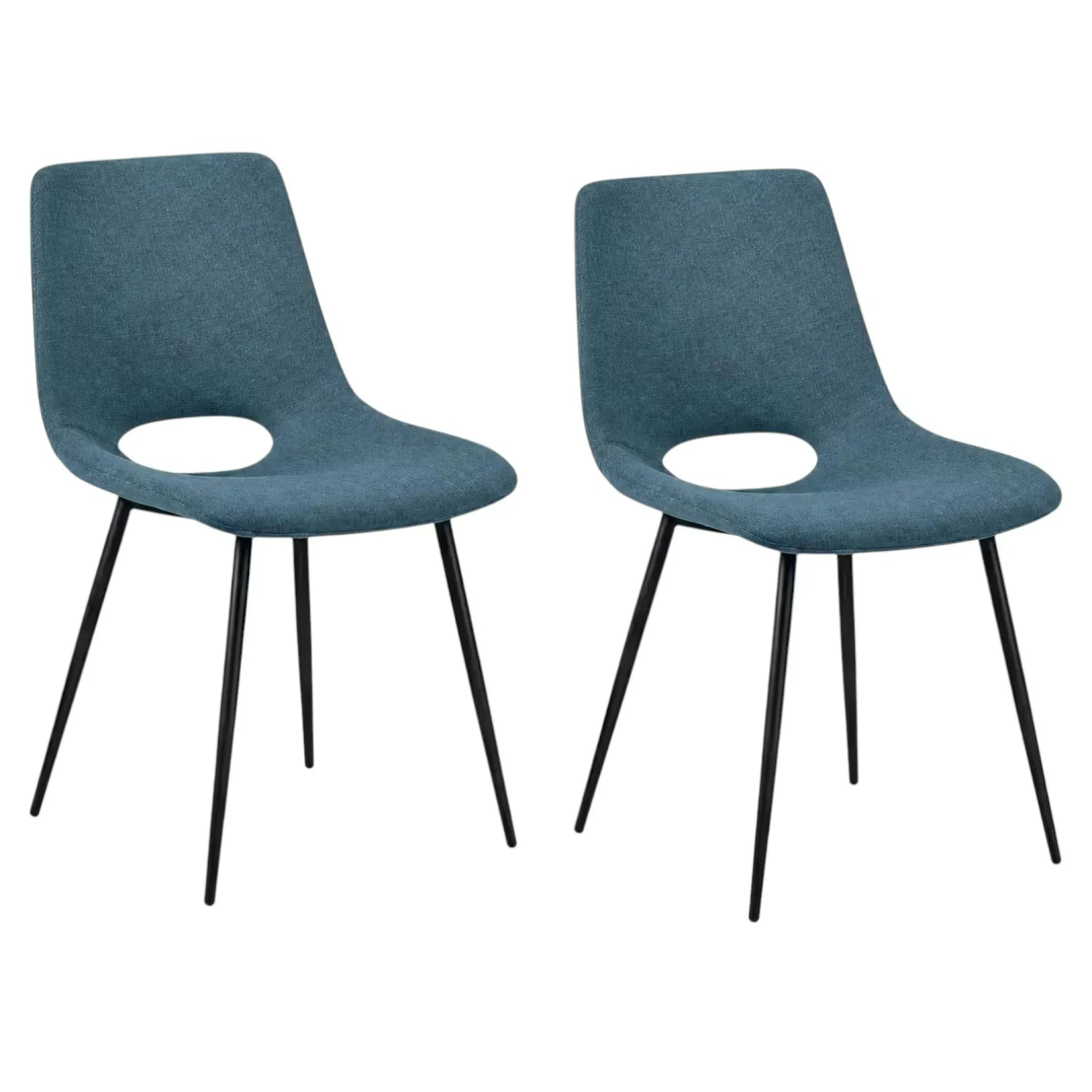 Chaise tissu bleu à dossier ouvert (lot de 2) LORA