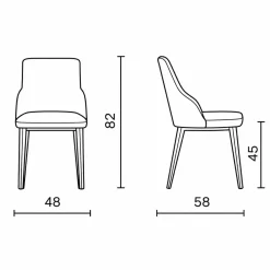 Chaise tissu bleu pieds métal noir (x2) AUREN