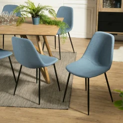 Chaise tissu bleu TIM (lot de 2)