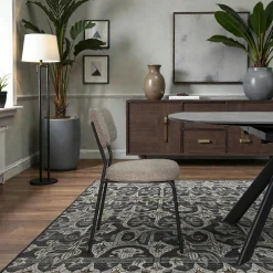 Chaise tissu brun taupe style écolier (lot de 2) MALANG