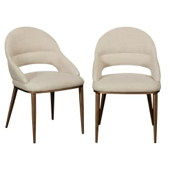 Chaise tissu écru à dos ouvert et pieds cuivrés (lot de 2) TREVI