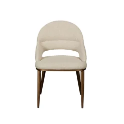 Chaise tissu écru à dos ouvert et pieds cuivrés (lot de 2) TREVI