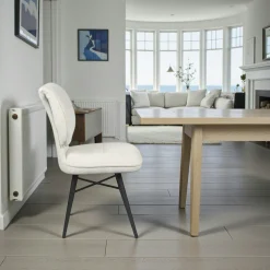 Chaise tissu écru à dossier double (lot de 2) LIGURIE