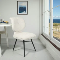 Chaise tissu écru à dossier double (lot de 2) LIGURIE