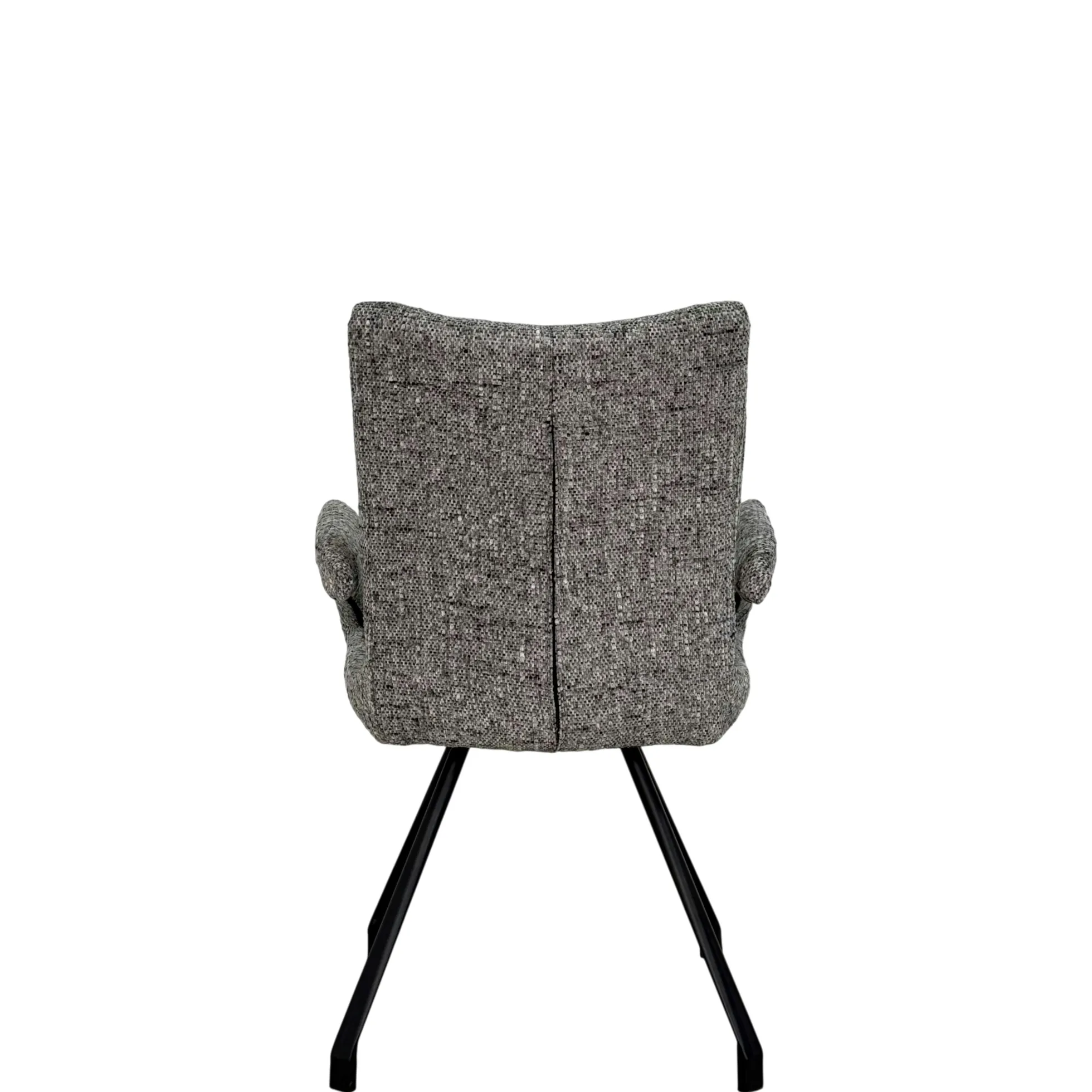 Chaise tissu gris chiné accoudoirs larges (lot de 2) LIGURIE