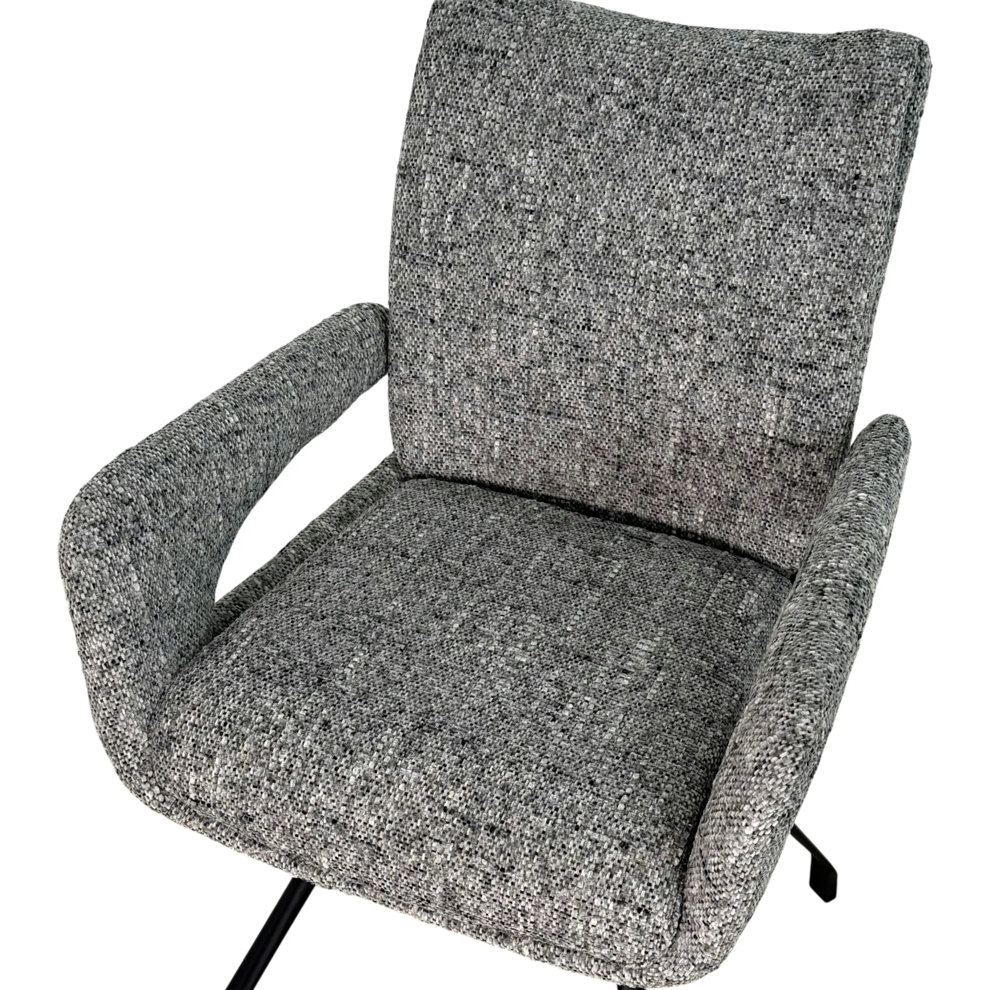 Chaise tissu gris chiné accoudoirs larges (lot de 2) LIGURIE