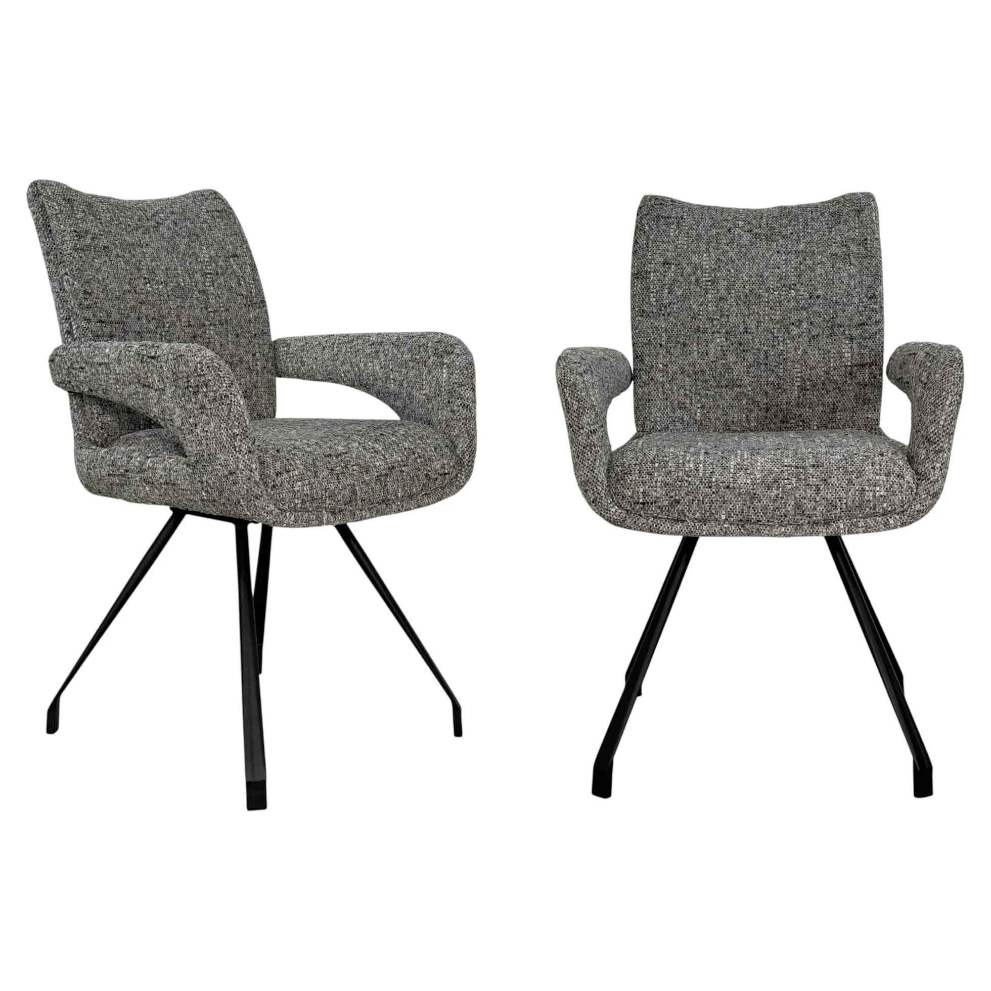 Chaise tissu gris chiné accoudoirs larges (lot de 2) LIGURIE