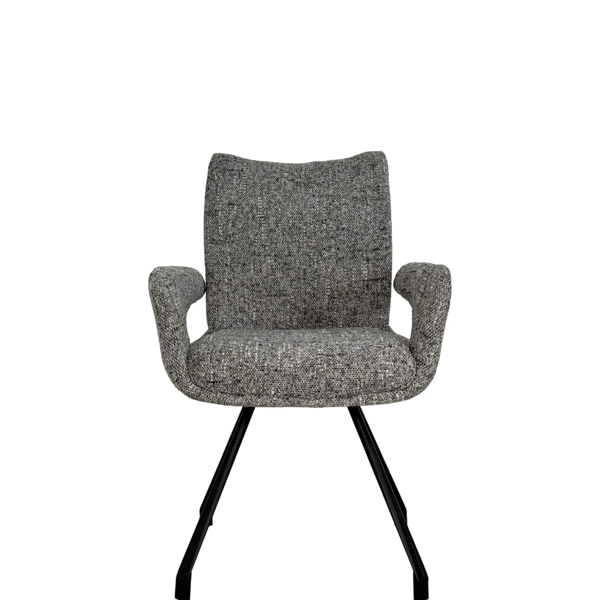 Chaise tissu gris chiné accoudoirs larges (lot de 2) LIGURIE