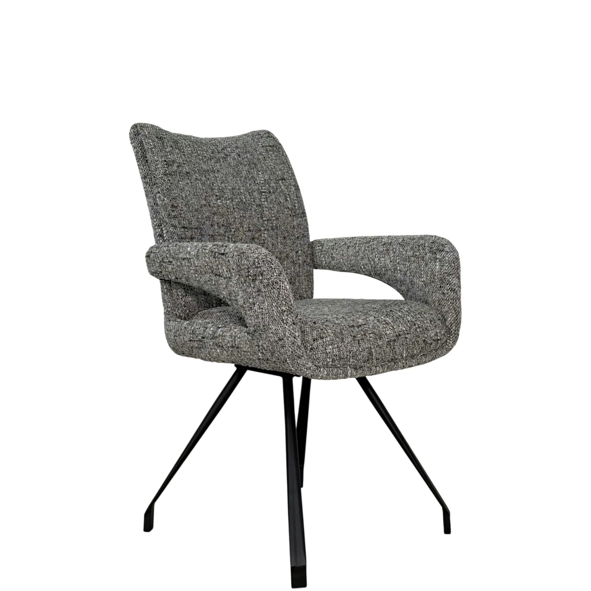Chaise tissu gris chiné accoudoirs larges (lot de 2) LIGURIE