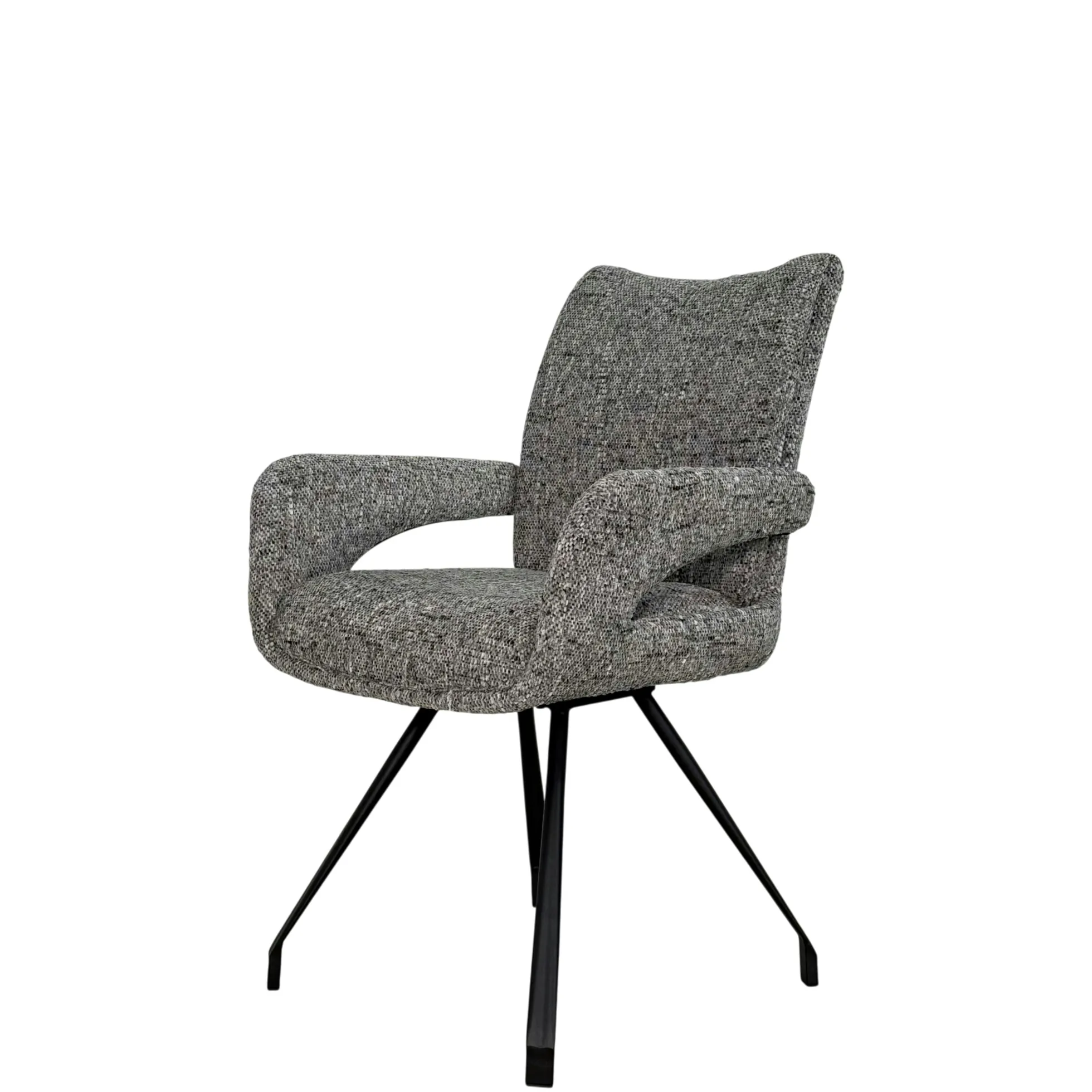 Chaise tissu gris chiné accoudoirs larges (lot de 2) LIGURIE