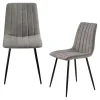 Chaise tissu gris clair à coutures verticales (x2) LORA