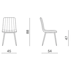 Chaise tissu gris clair à coutures verticales (x2) LORA
