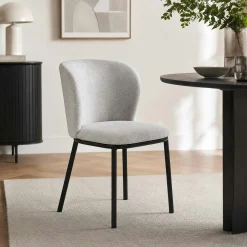 Chaise tissu gris clair dossier courbe (x2) AUREN