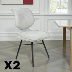 Chaise tissu gris à dossier double (lot de 2) LIGURIE