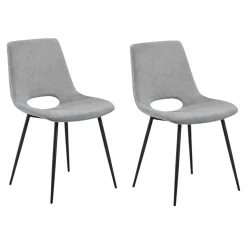 Chaise tissu gris à dossier ouvert (lot de 2) LORA