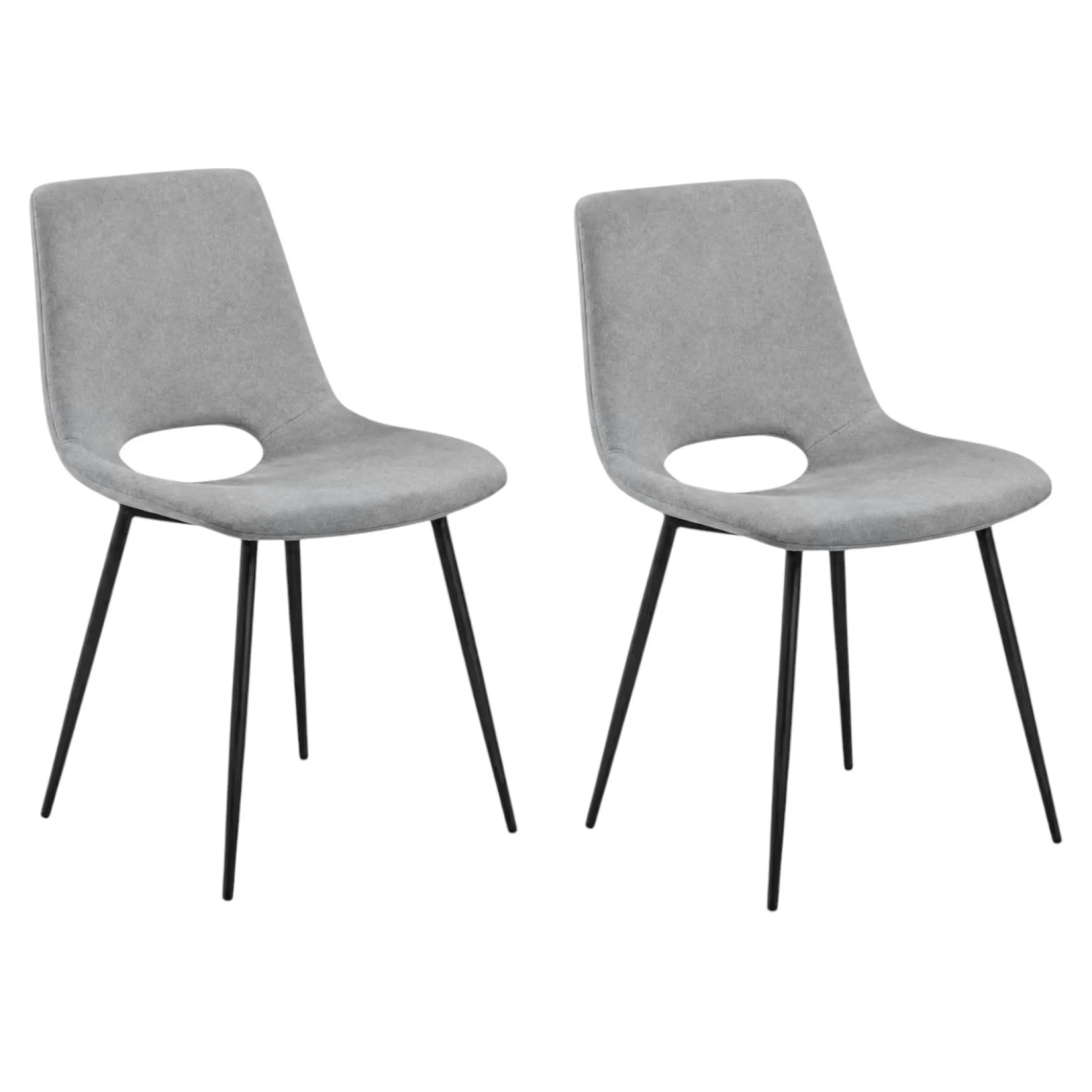 Chaise tissu gris à dossier ouvert (lot de 2) LORA