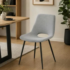 Chaise tissu gris à dossier ouvert (lot de 2) LORA