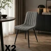 Chaise tissu gris foncé à coutures verticales (x2) LORA